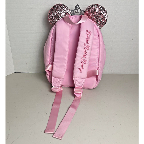Disney Cruise Line Minnie Ears Sequin Pink Backpack Bibbidi Bobbidi BONUS Wallet - Picture 4 of 16